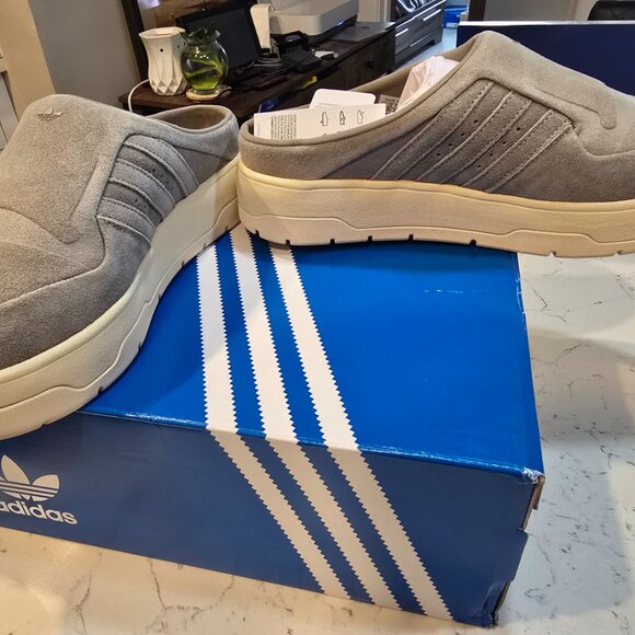 Adidas Originals Rivalry Platform Gray Mule Shoes Nubuck Leather Size 9 NEW - Picture 3 of 9